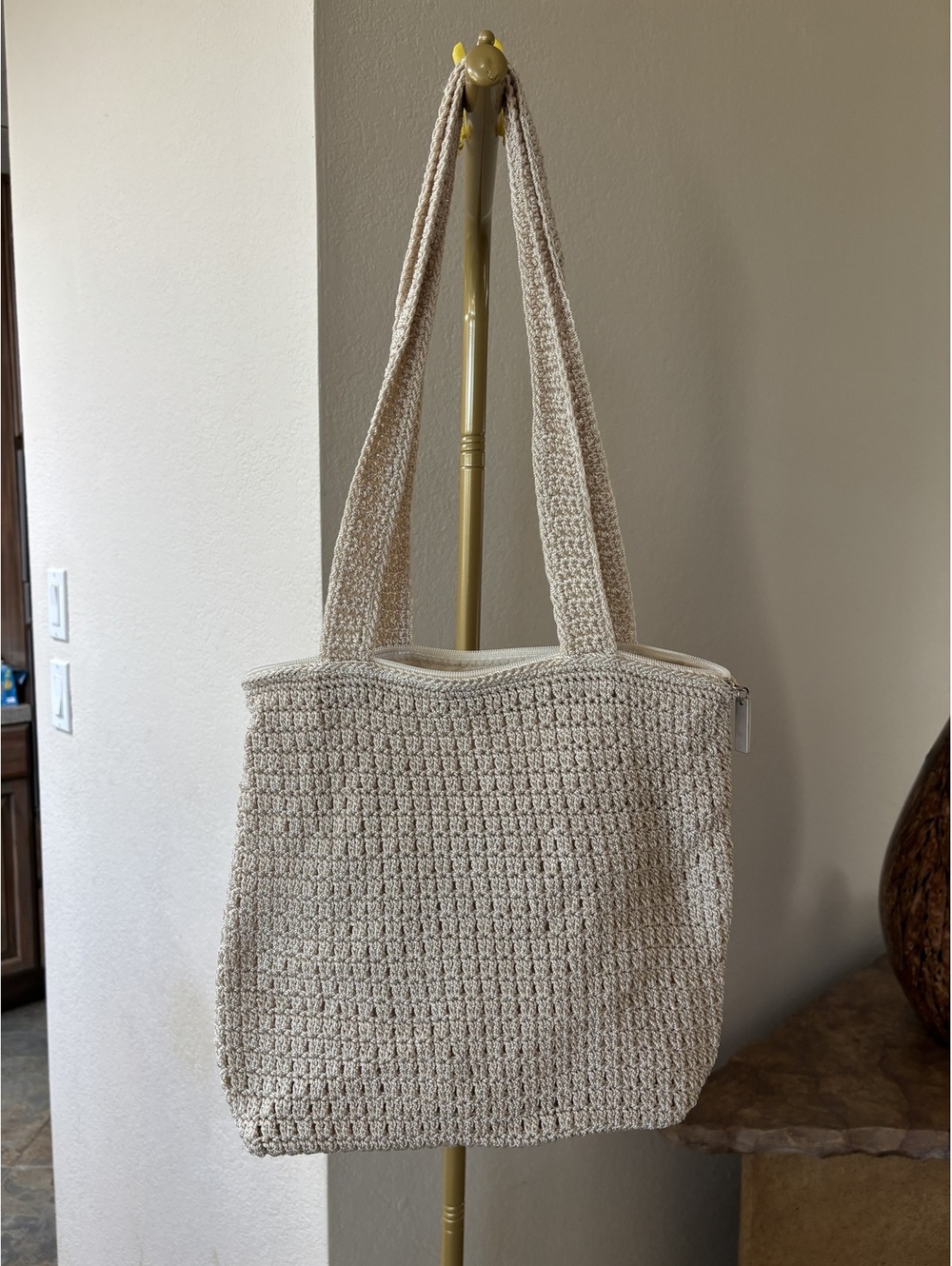 Vintage 1990s The Sak oatmeal crochet tote